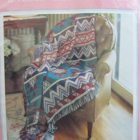 New Native Art Jacquard Woven Throw 46” x 57” - Picture 3 of 10